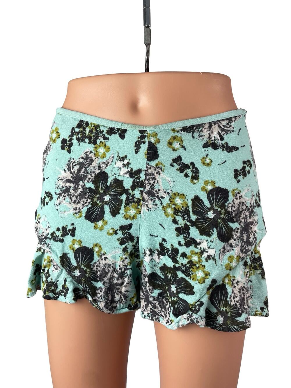 Free People Fiona Women's Green Floral Mid Rise Casual Lounge Flutter Shorts 4